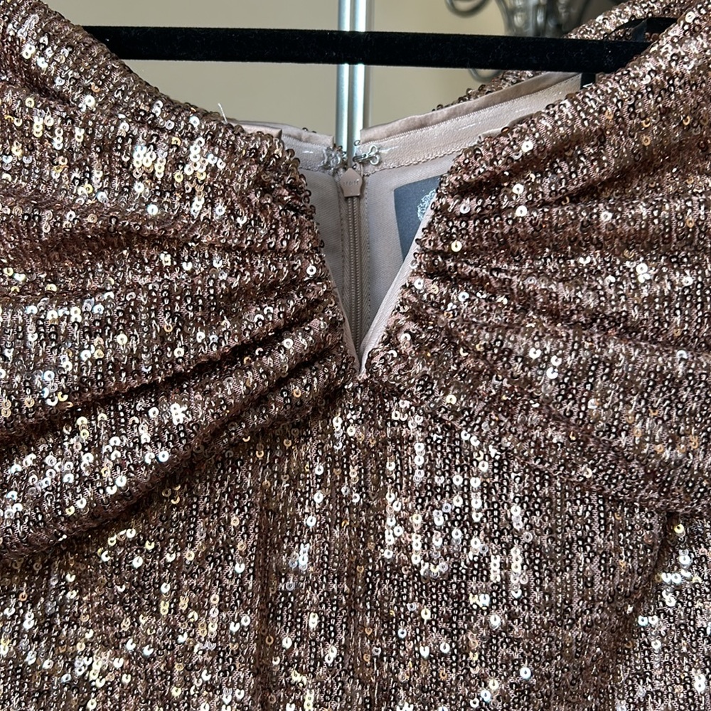 Vince Camuto Off-the-Shoulder Sequin Midi Dress | Cocktail | Wedding | Prom - Picture 2 of 5